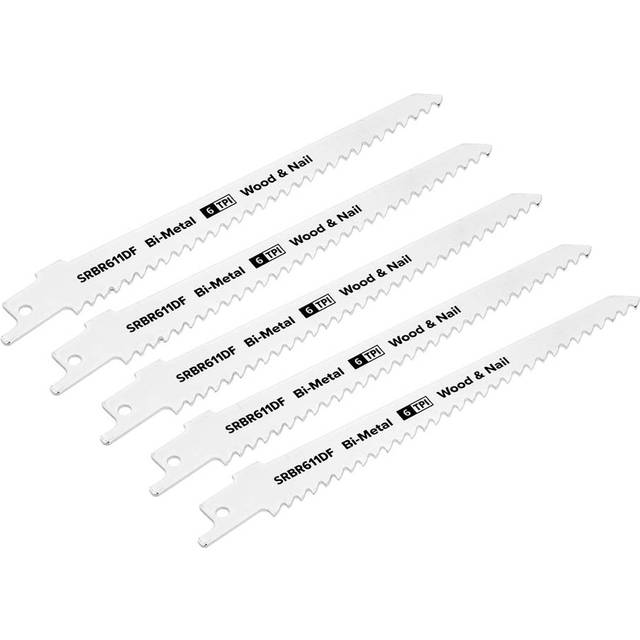 SRBR611DF Reciprocating Saw Blade for Wood & Nail 150mm 6tpi - Pack of 5 - Sealey
