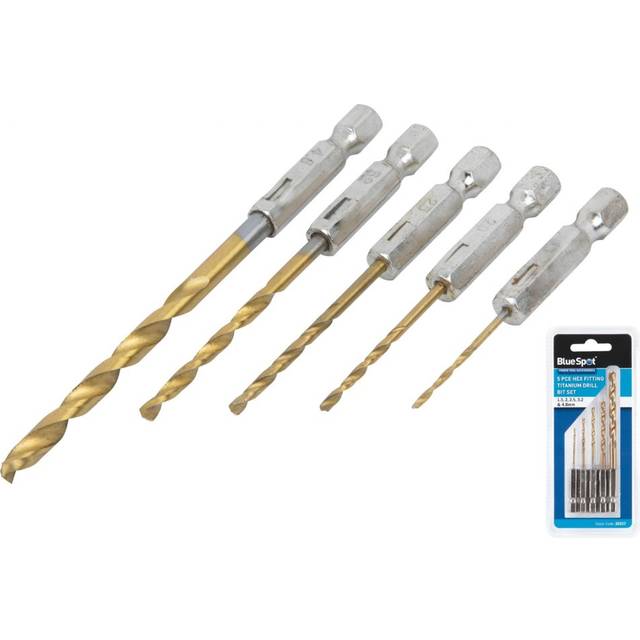 Blue Spot Tools 5 Piece Hex Fitting Titanium Drill Bit Set