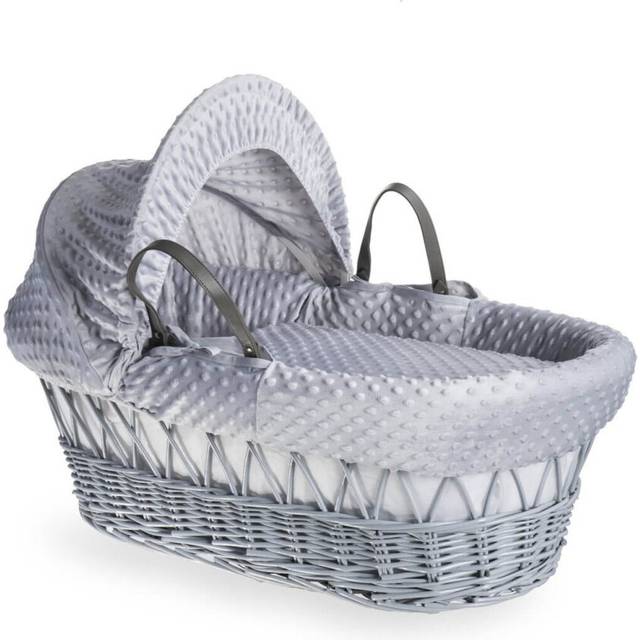 Clair de Lune Dimple Grey Wicker Moses Basket - Grey, Grey