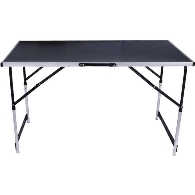 Foldable Table, Adjustable Height Heavy Duty Folding Camping Catering Picnic Trestle Bbq Party Table - Black - One Size
