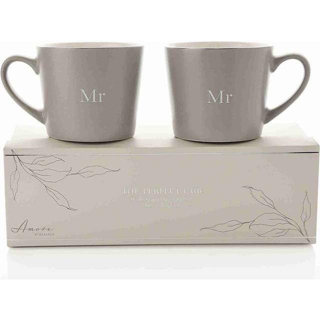 Amore Set of 2 Grey Mugs - Mr & Mr