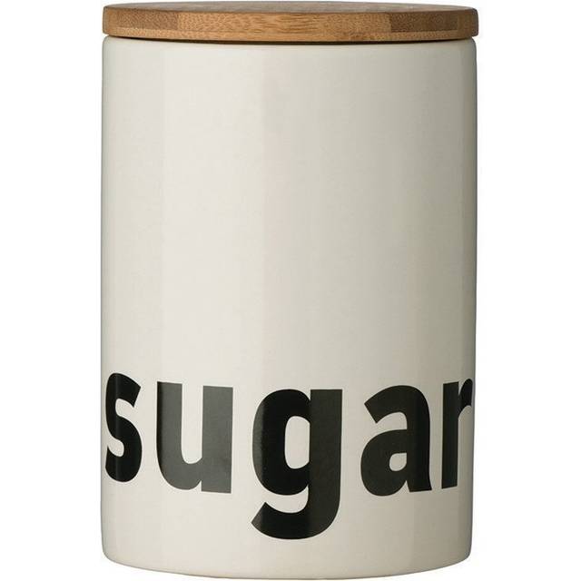 Mono Sugar Canister White Dolomite, Bamboo Lid