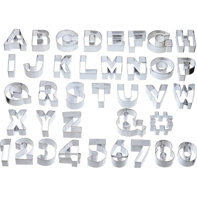 KitchenCraft ABC & 123 Cookie Cutter Set - Metallic Gray