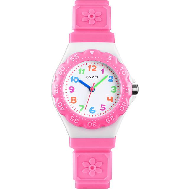 (Pink) Skmei Kids Boys Girls Children First Watch Easy Tell Time Analogue Learning DG1483