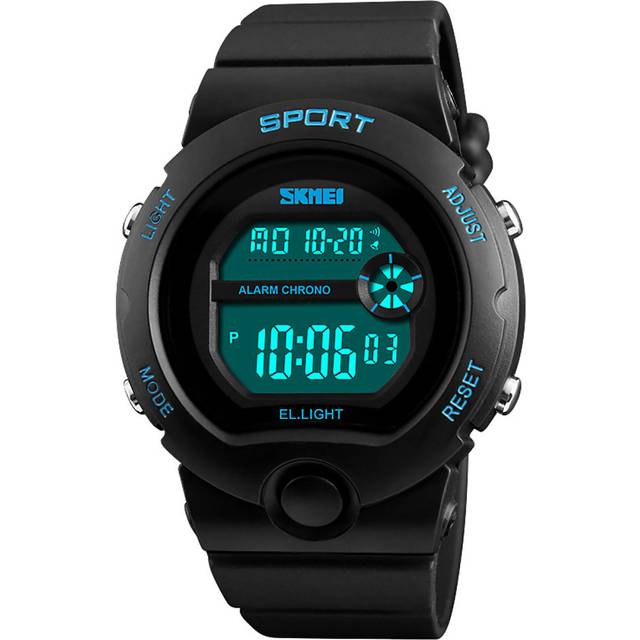 (Blue) SKMEI Girls Boys Black Digital Watch 50m Water Resistant Stopwatch Alarm Perfect Ages 5-12 DG1334
