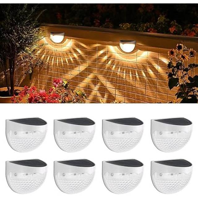 8 Pack Fence Lights Solar Powered, Solar Wireless LED Fence Garden Lights Outdoor Decorations for Garden, Railing Fence, Yard,...