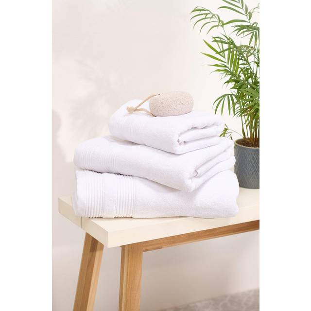 ecopure 100% Cotton 650GSM Solid Towel Range White Bath Towel