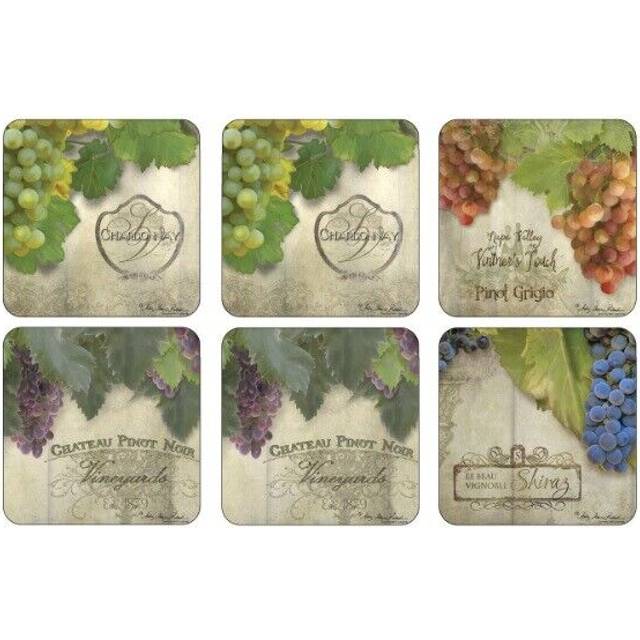 Pimpernel Tuscan Vineyard Collection Coasters | Set of 6 | Cork Backed Board | Heat and Stain Resistant | Drinks Coaster for Tabletop Protection | Mea