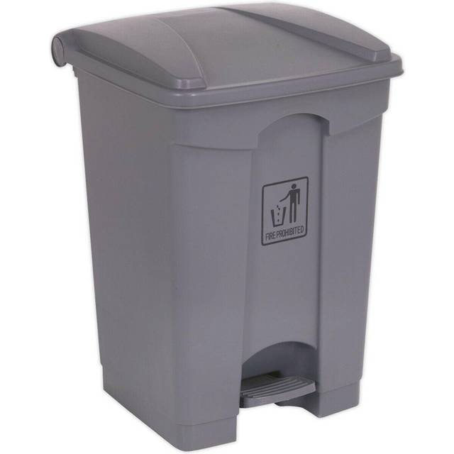 45 Litre Square Plastic Pedal Bin - Hands-Free Operation - Large Waste Bin