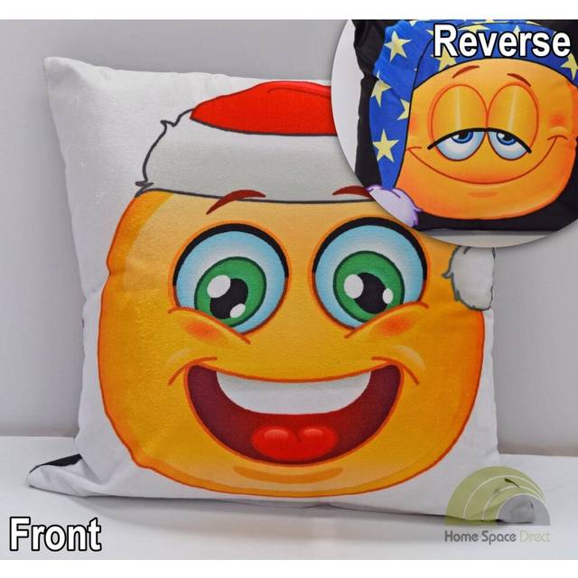 Rapport Home - Christmas Smiley Face Cushion Cover Square Scatter Cushion Cover Xmas Novelty