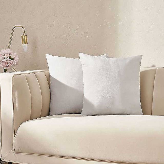 Sienna 2 Pack Matte Velvet Cushion Covers, Silver - 45 x 45cm - Grey