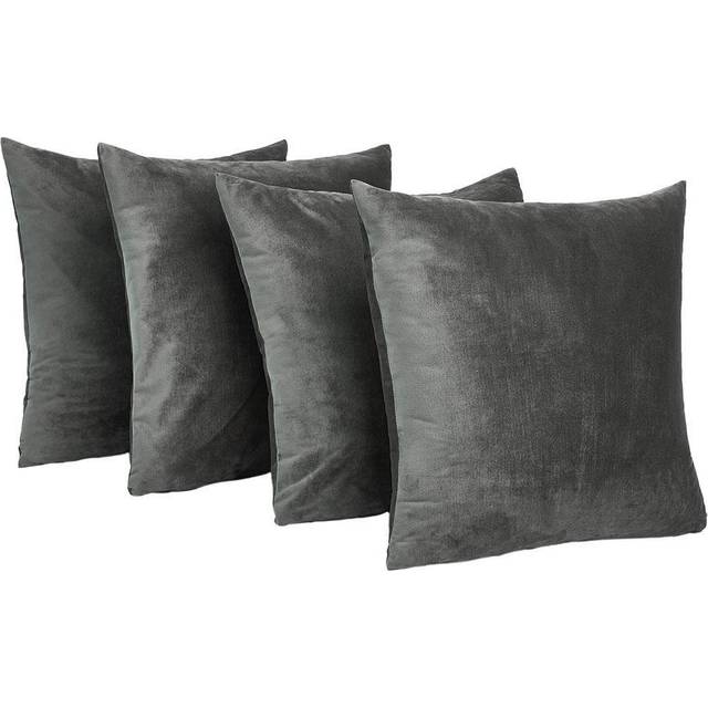 Sienna 2 Pack Matte Velvet Cushion Covers, Charcoal - 45 x 45cm - Grey
