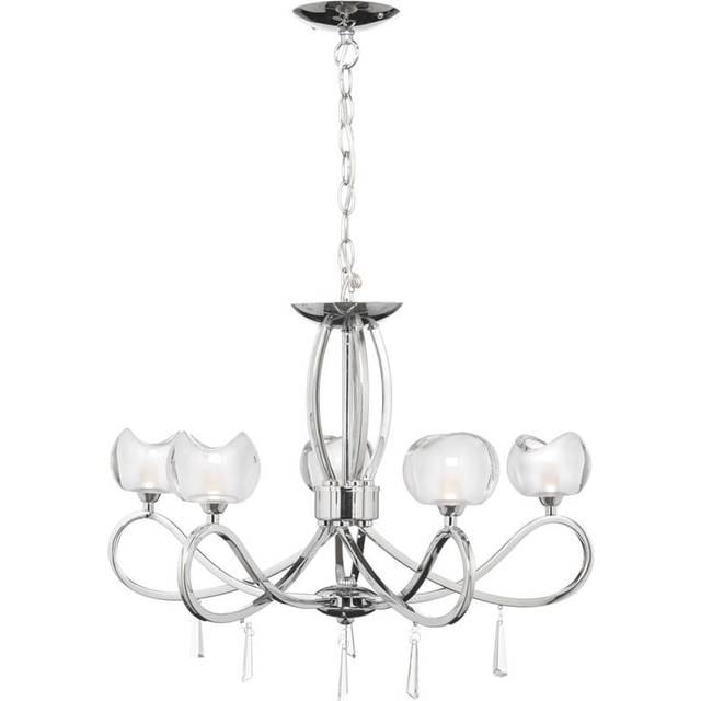 Litecraft Marta  5 Light Ceiling Pendant With Glass Shades - Chrome