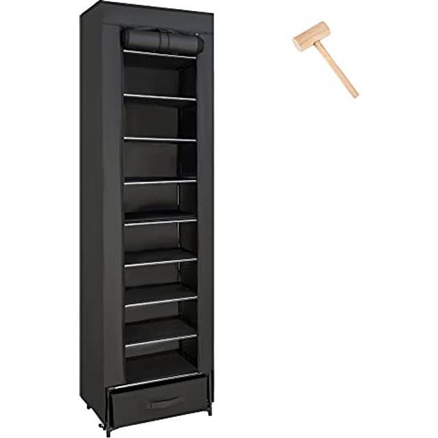OYREL Shoes Rack 10 Tier Tall Shoe Rack Narrow Shoe Rack with Storage Box Fabric Covered Shoe Rack Metal Shoe Rack Organizer Shoe Racks for Closets St