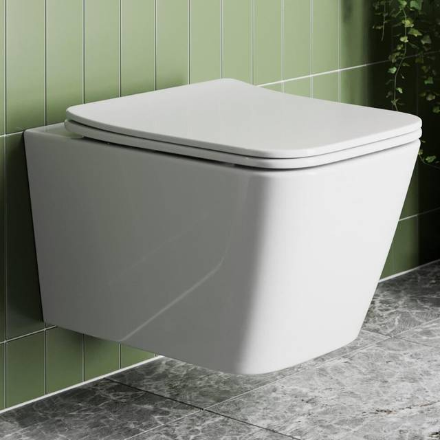 Affine Slim Soft Close Square Toilet Seat - Top Fix Gloss White