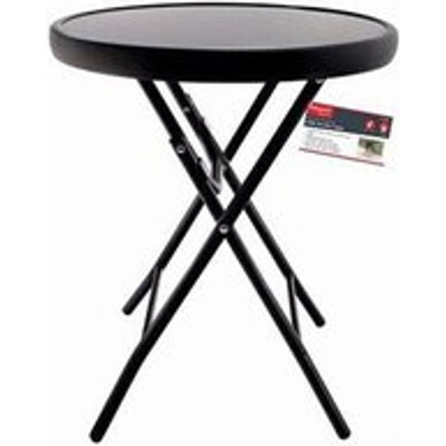 40cm round folding table glass top black side drinks indoor outdoor home garden