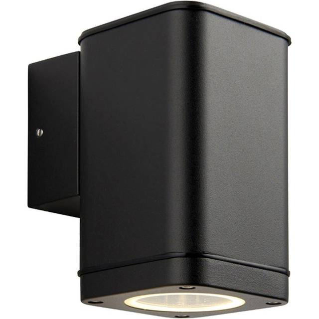Non Automatic Outdoor Wall Light - Textured Black & Glass - Exterior Downlight