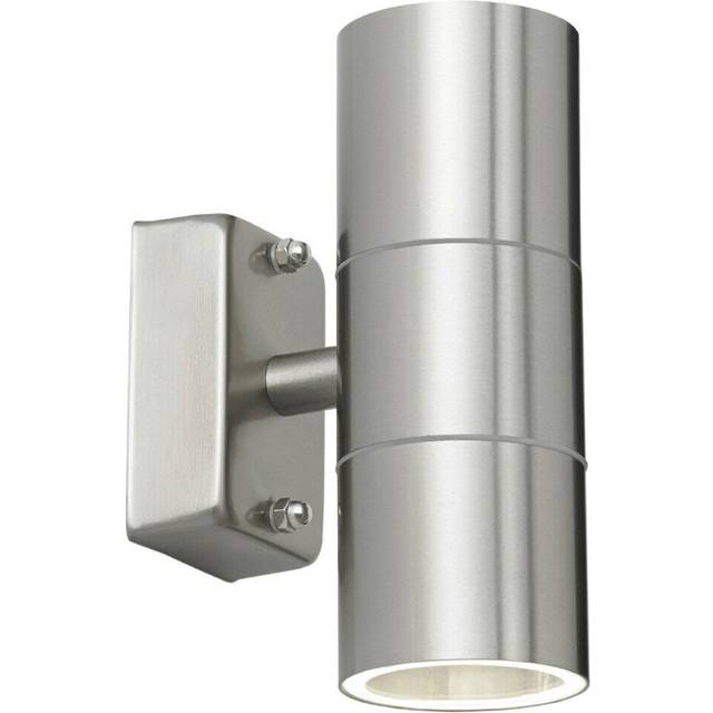 IP44 Outdoor Accent Lamp Stainless Steel Up & Down External Wall Light 2x GU10