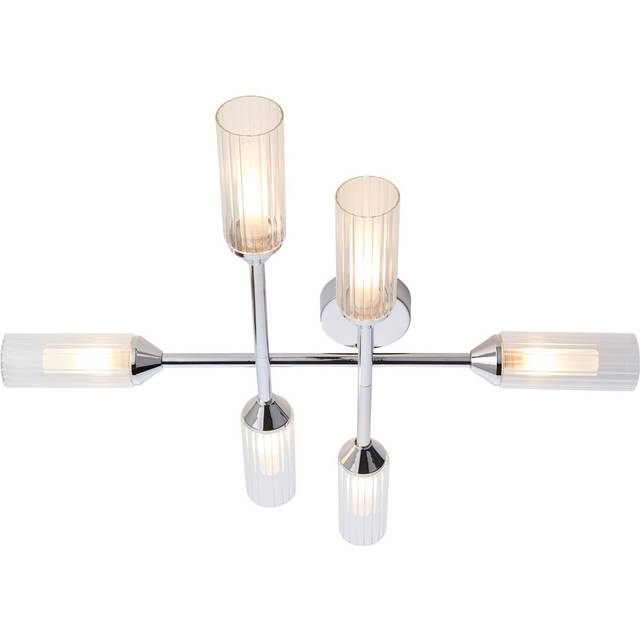 Merano Casoria Multi Arm Chrome Plate Semi Flush Bathroom Ceiling Lamp - Silver - 63 x 67 x 0.1cm