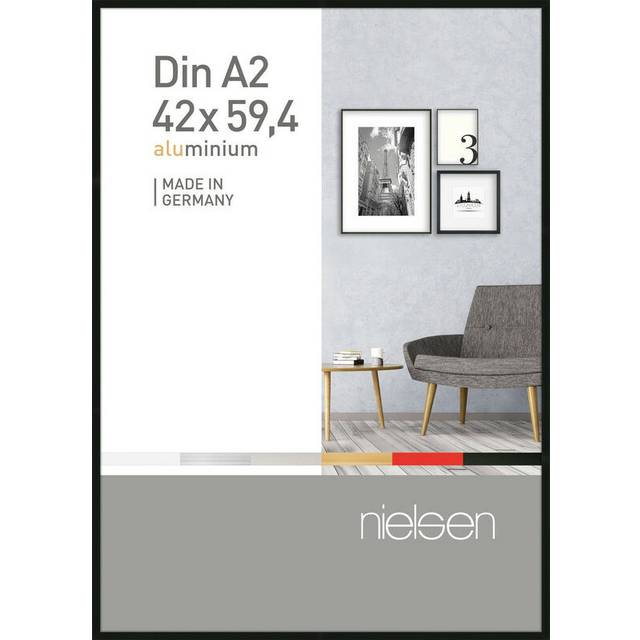 Nielsen Pixel A2 Frosted Black Aluminium Picture Frame, Black