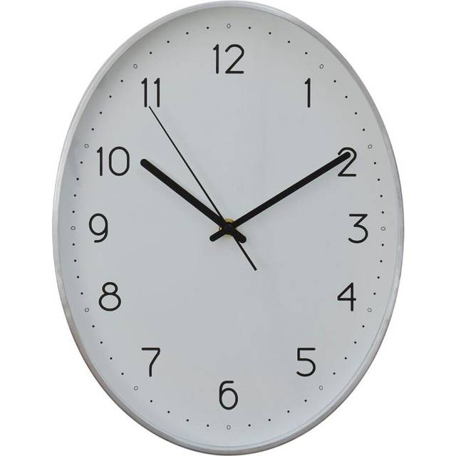 Premier Housewares - Interiors by Premier Oval Wall Clock With Silver Finish, Durable Construction Wall Clock For Kitchen, Versatile Clock For Outdoor
