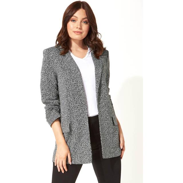 Roman Grey Longline Textured Jersey Blazer - Size 18