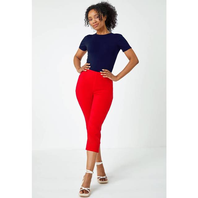 Roman Petite Red Cropped Stretch Trouser - Size 12