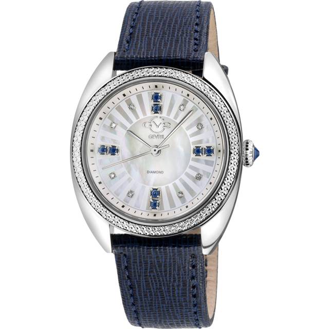 Womens Palermo Diamond 13101 Genuine Blue Handmade Leather Swiss Quartz Watch - One Size