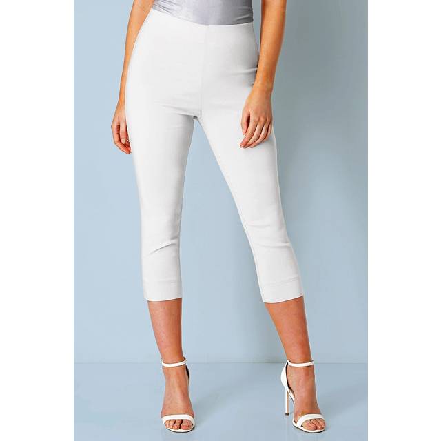 Petite Cropped Stretch Trousers - White - Size 10 - Roman