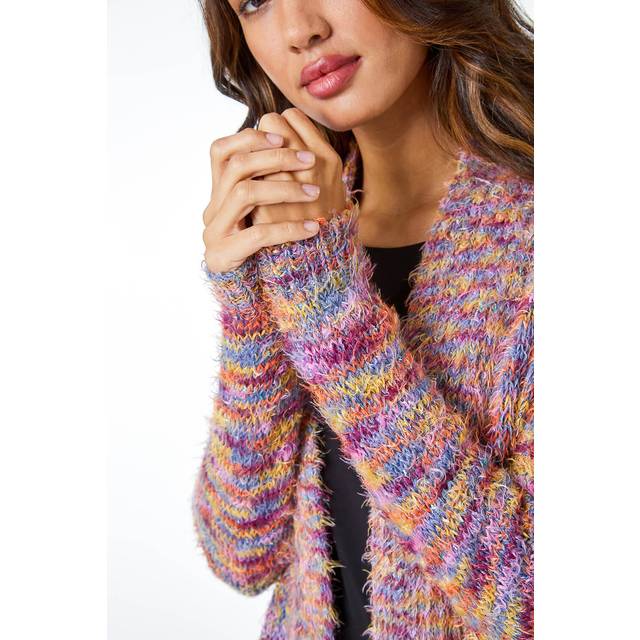 Fluffy Longline Cosy Cardigan - Multi - 18