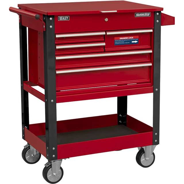 Sealey AP890M Superline PRO® Heavy-Duty Mobile Tool & Parts Trolley with 5 Drawers & Lockable Top