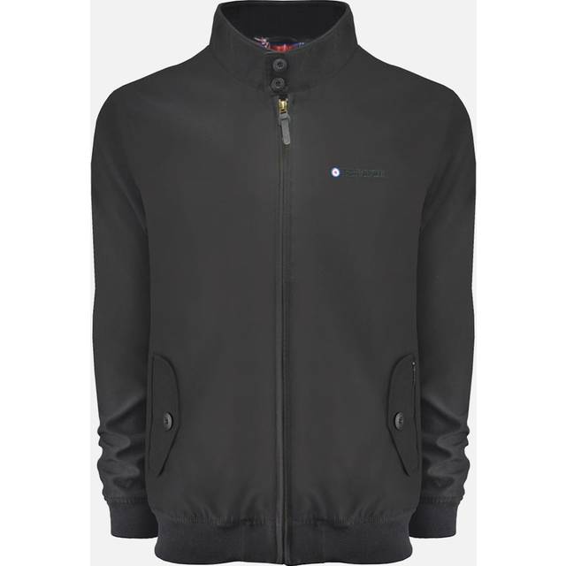 (4XL, Black) Lambretta Mens Target Logo Shower Resistant Casual Retro Harrington Jacket Coat