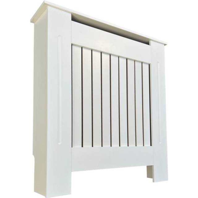 Oypla Small White Wooden Slatted Grill Radiator Cover MDF Cabinet