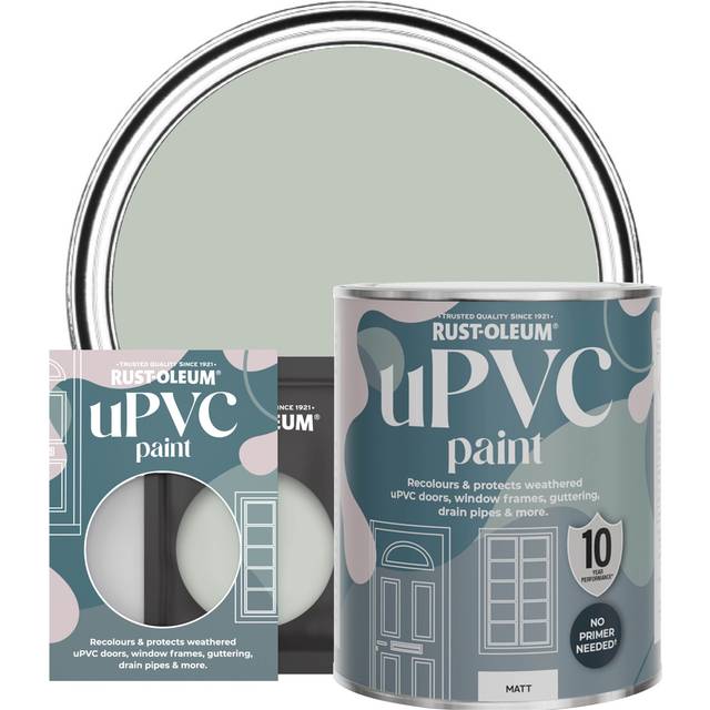Rust-Oleum uPVC Door and Window Paint Matt Chalk Green 750ml - Green - Green