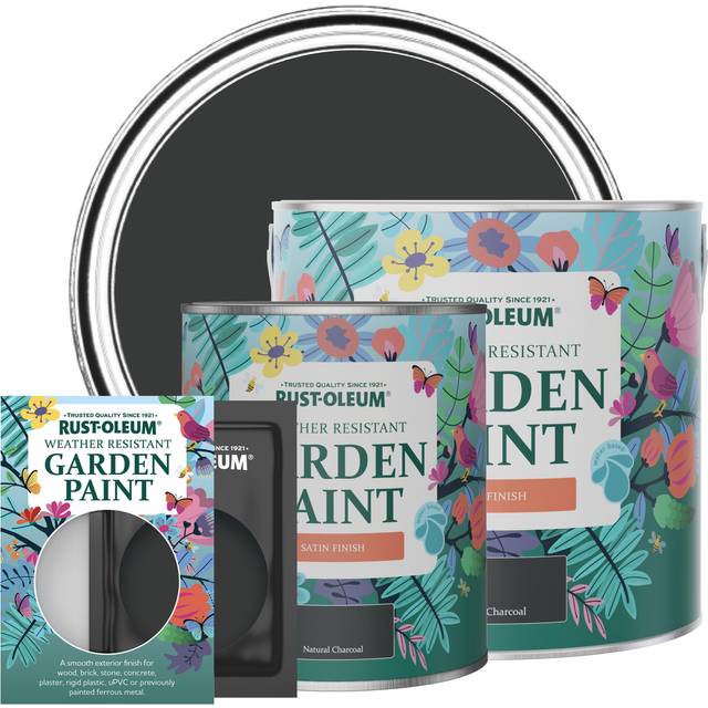 Rust-Oleum Garden Paint, Satin Finish - NATURAL CHARCOAL (BLACK) - 750ml - Black