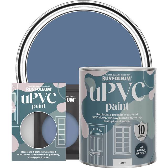 Rust-Oleum uPVC Door and Window Paint Matt Blue River 750ml - Blue - Blue