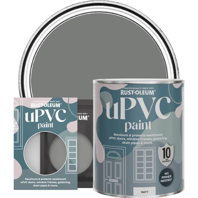 Rust-Oleum uPVC Door and Window Paint Matt Torch Grey 750ml - Grey - Grey
