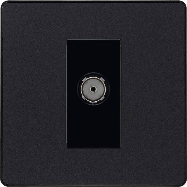BG Evolve Matt Black Single Socket for TV/FM Co-Axial Aerial Connection - PCDMB60B