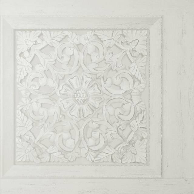 Fine Decor Carved Panel Wallpaper - Grey - One Colour