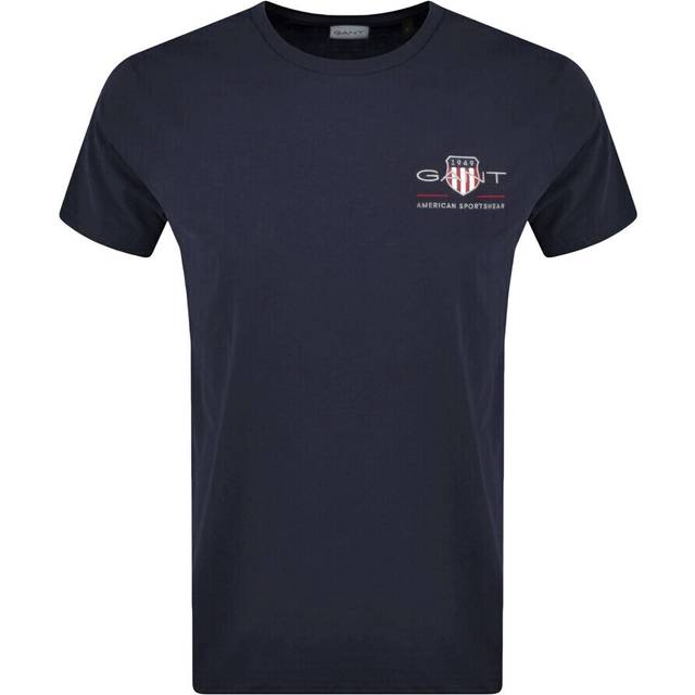 Gant for man. 2067004 Archive Shield navy embroidered T-shirt (XL), Casual, Cotton, Short sleeve