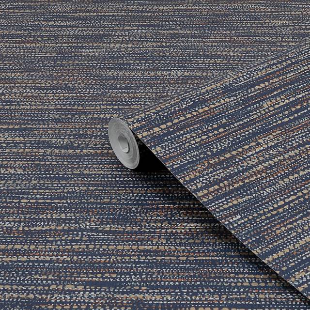 Boutique Chunky Weave Textured Plain Wallpaper - Blue (10cm L X 52cm W)