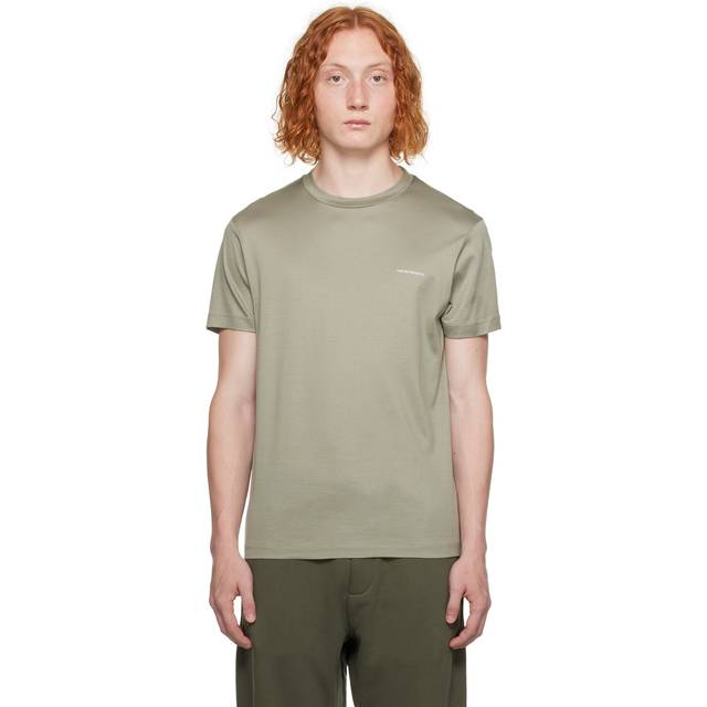 Emporio Armani, T-Shirts, male, Black, 3XL, Lyocell Cotton Men's T-shirt Logo Short Sleeve