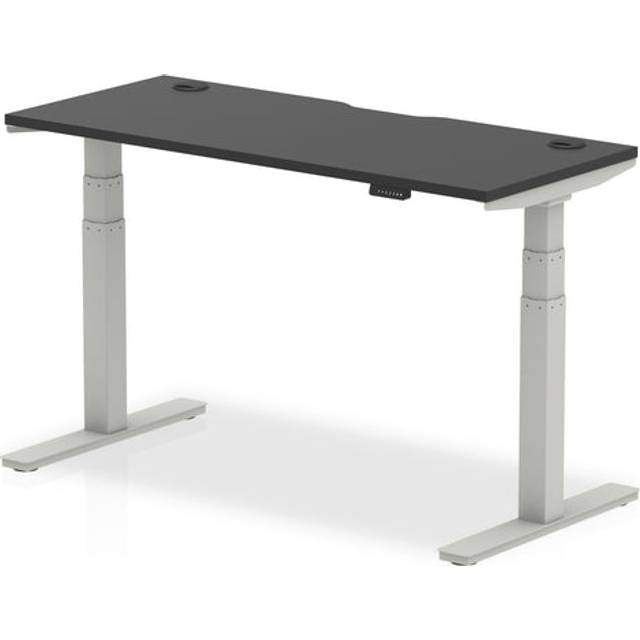 Air Black Series 1400 x 600mm Height Adjustable Office Desk Black Top with Cable