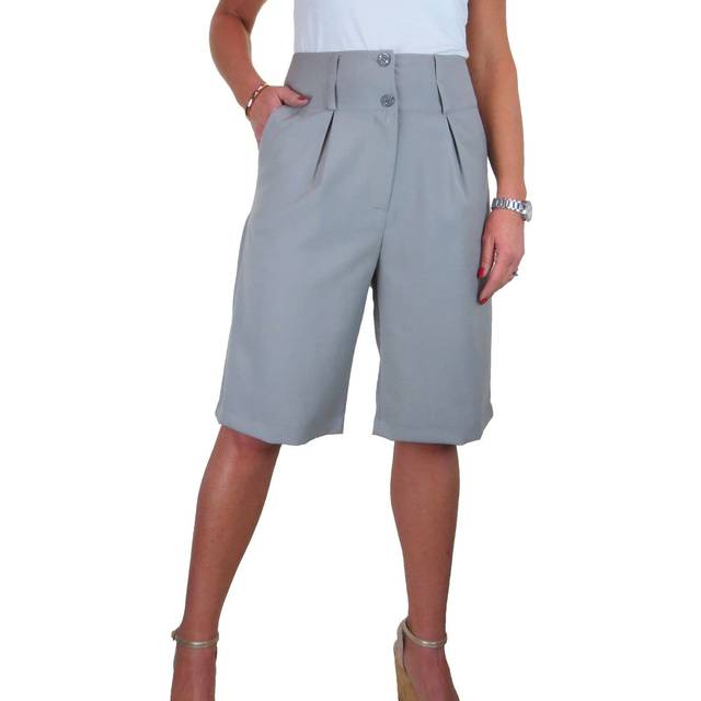 Ladies high waist wide leg loose fit shorts smart casual knee length 10-22
