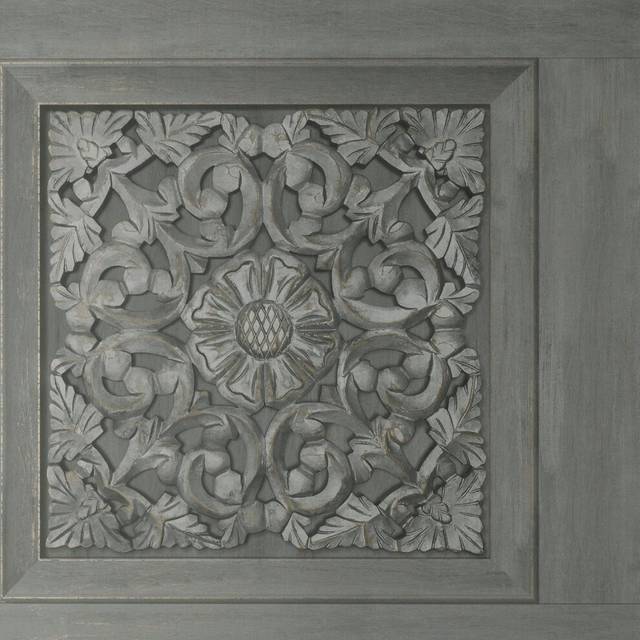 Carved Panel Wallpaper - Charcoal