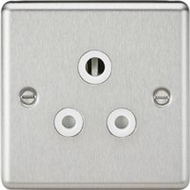 Rounded edge brushed chrome 5a unswitched socket white insert