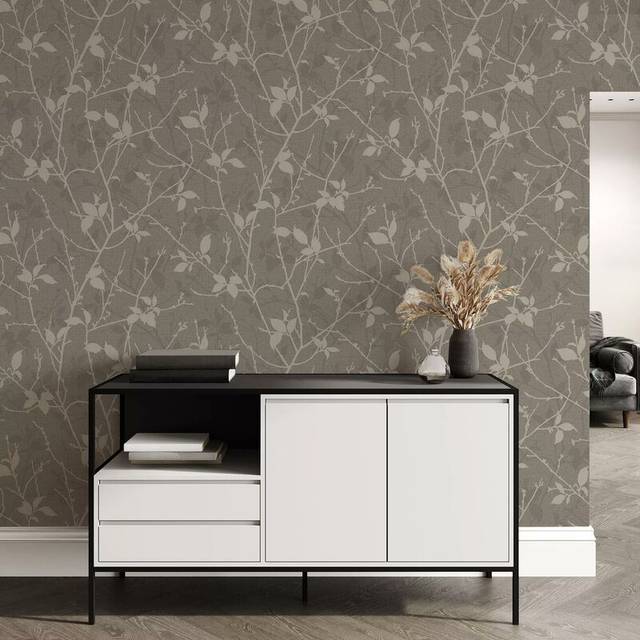 Boutique Belle Taupe and Gold Wallpaper - Boutique Wallpaper - Multi - 0.2 x 52 x 1000cm
