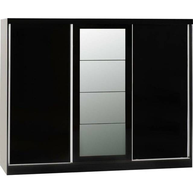 Nevada 3 Door Sliding Wardrobe in Black Gloss Finish