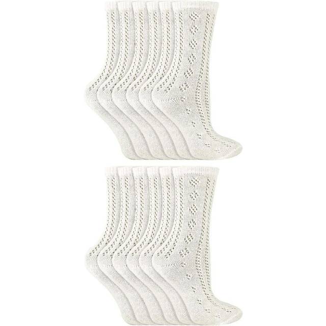 Sock Snob 12 Pairs Multipack Girls Pelerine Ankle Cotton Socks - White - Size 2-3Y