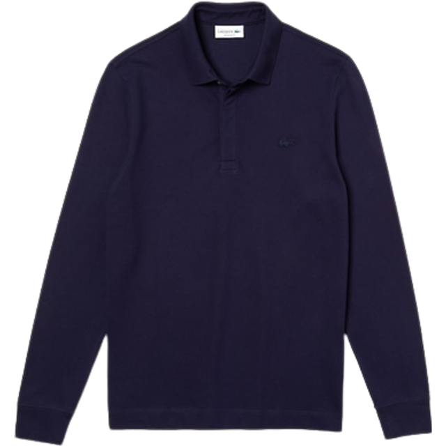 Lacoste – Marinblå pikétröja med lång ärm